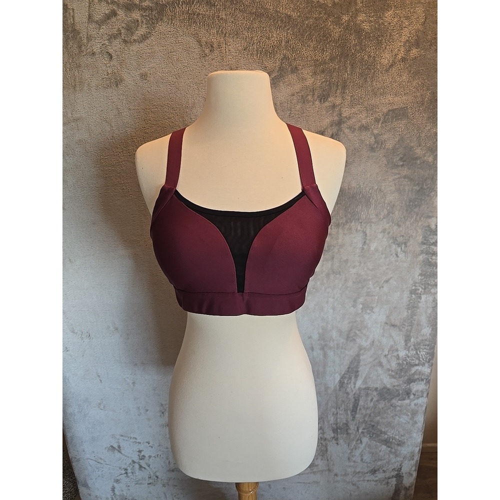 Under Armour Burgundy Mesh Insert‎ Sports Bra Medium Support Workout Fitness
